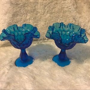 Fenton thumbprint ruffled candy dish